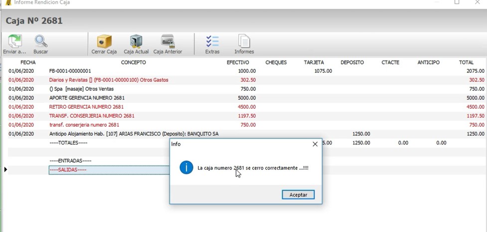 pantalla cierre caja en sistema para hoteles cierre caja sistema para hoteles